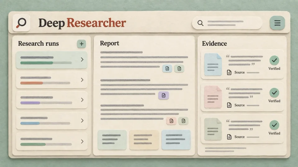 Deep Researcher — paper interface illustration