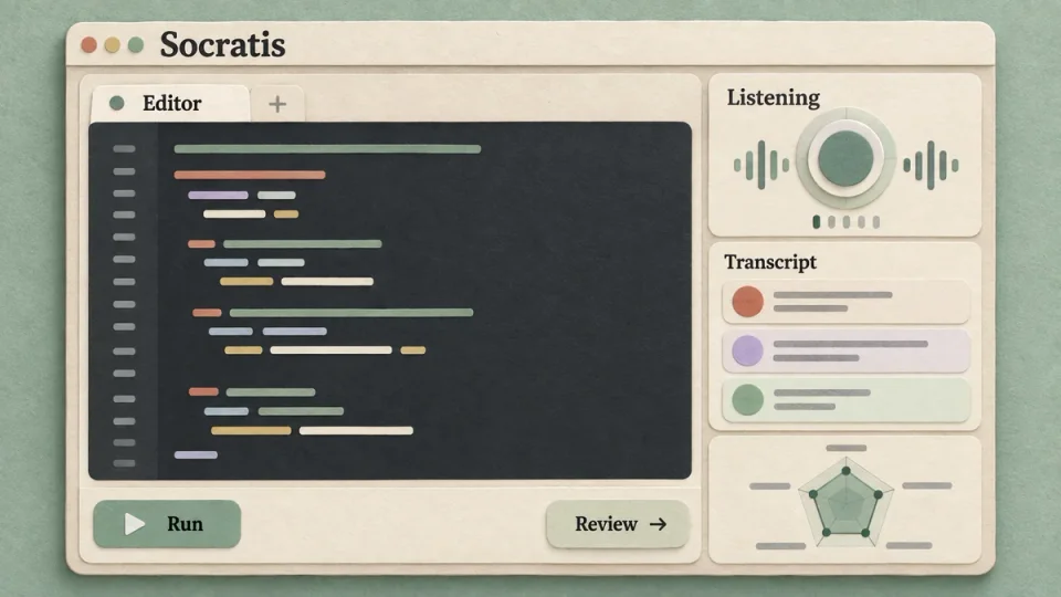 Socratis — paper interface illustration